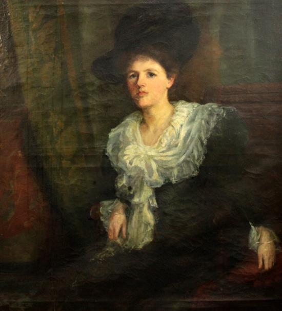 Ethel A. Kent (Exh.1896-98) Portrait of a seated lady 45 x 40in.